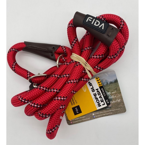 FIDA Other - FIDA Red Reflective Rope Slip Leash 6ft x 1/2" Heavy Duty Dog Training Lead NWT